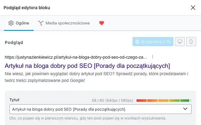tytuł seo rank math